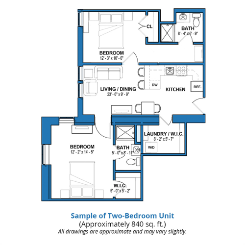 Masonic Village at Burlington 2 Bedroom Retirement Apartment Floorplan